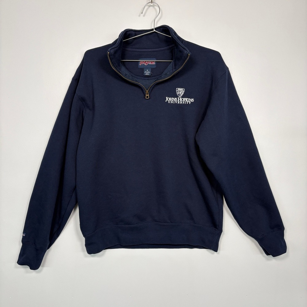 Jansport Mens Quarter Zip Sweatshirt Medium Navy Johns Hopkins University TSJ4